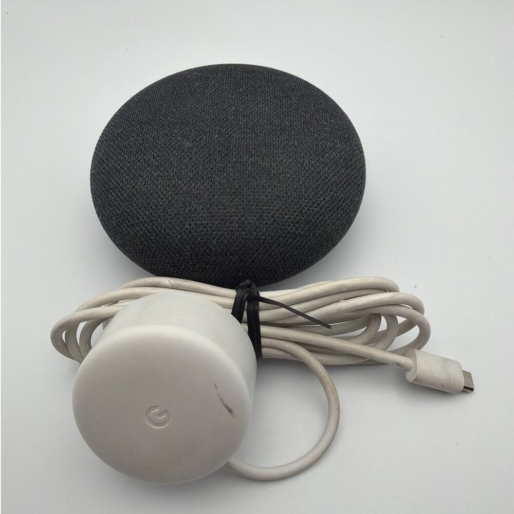 Google Home Mini Model H0A Speaker Black Charcoal with AC Adapter